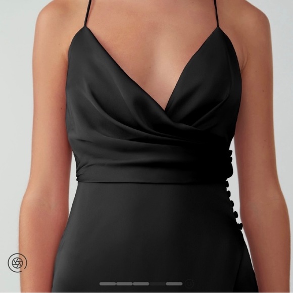 Draped Split Gown in Matte Sage Green - Picture 4 of 7